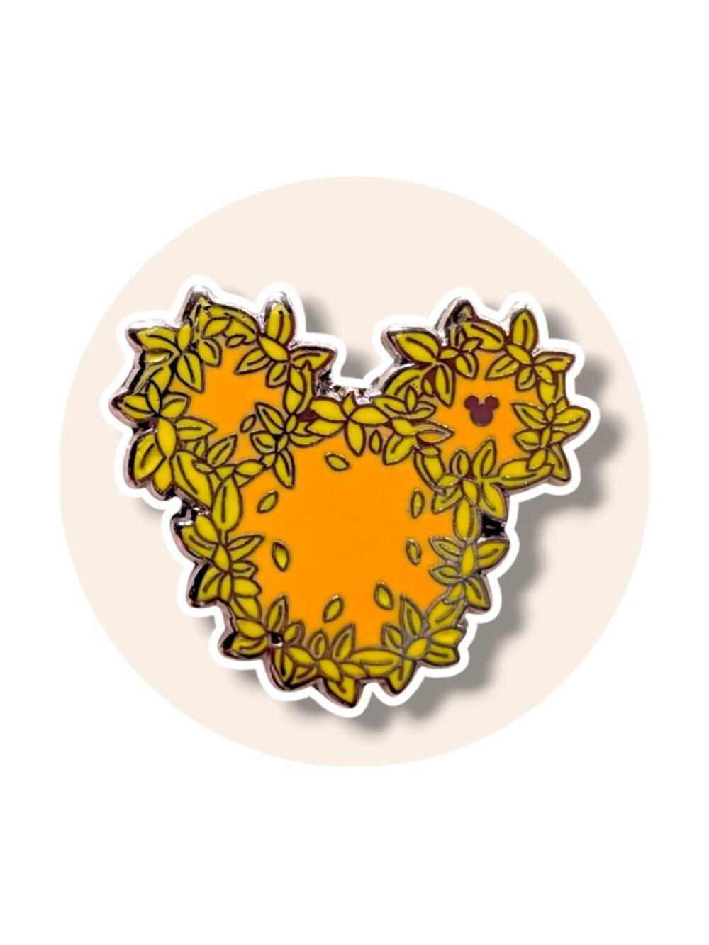 Mickey Mouse Icon Disney Pin: Yellow Green Leaf Garland Floral Wreath